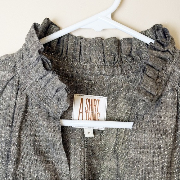 A Shirt Thing 100% Cotton Penelope brown/grey metallic  Shirt Blouse Top M - Picture 6 of 10